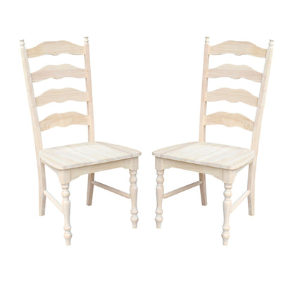 International Concepts Maine Ladderback Chairs, Solid Parawood, Unfinished (Set of 2)