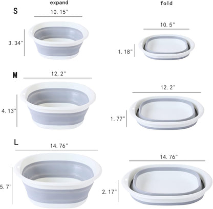 Multipurpose Foldable Collapsible Washbasin Lightweight Portable Basin, Collapsible Basin for Camping Sink and RV Sinks (Set of 3, S,M,L)