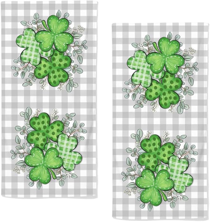St Patricks Day Hand Towels, 2 Packs Spring Floral Bathroom Hand Towels 28.7 x