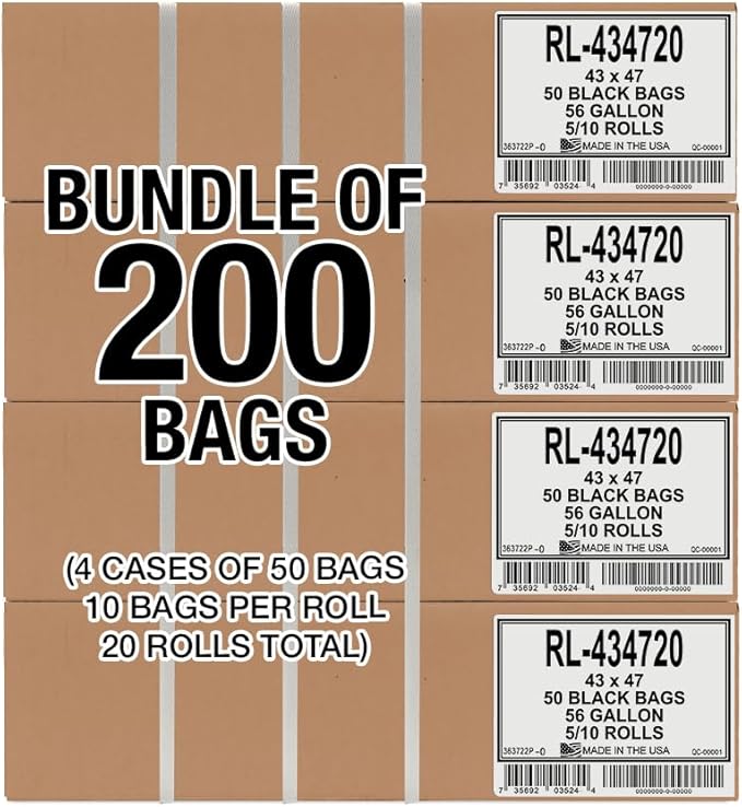 Aluf Plastics 56 Gallon Trash Bags 43" x 47"