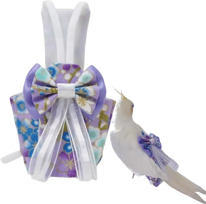Bird Diaper Cockatiel Clothes Flight Suite, Reusable Parrot Nappy with Waterproof Inner Layer, Cute Pigeon Pants Urine Wet Suit Costume for Conure Macaw (Purple,Pigeon)