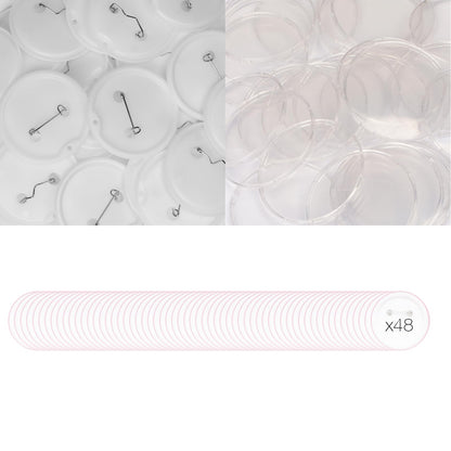 Lymoc 48pcs Button Parts for Badge Maker Machine, 55mm (2.16in) DIY Pin Button for LYMOC Maker Press Machine,Kids Press Badge Punch with Button Parts & Pictures & Circle Cutter