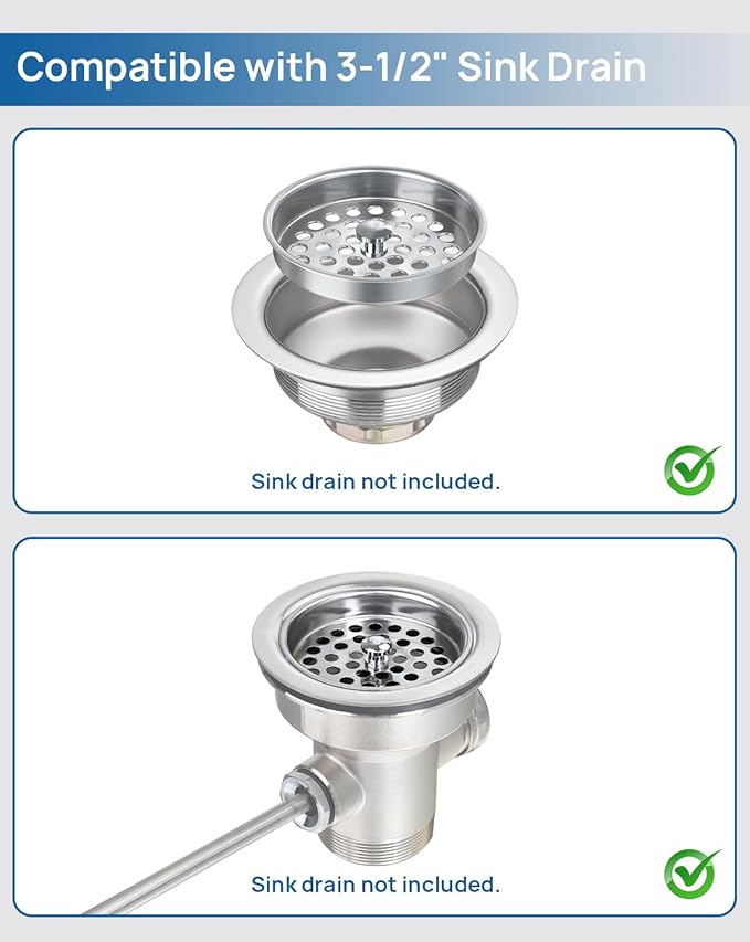 3 PCS Commercial Kitchen Sink Strainer Basket Replacement