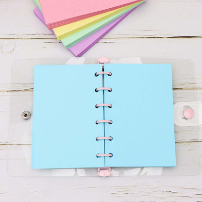 AxeWoodz A7 Colorful Refill Paper 250 Sheets Blank Loose Leaf Papers 5 Light Colors 6 Hole Notebook Refills 6 Ring Binder Filler Paper