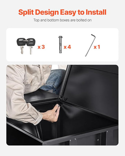 VEVOR Package Delivery Boxes for Outside, 38.6 in Mailbox for Parcel with Lock, Galvanized Steel Package Drop Box with Anti-Theft Design, Weather-Resistant Package Mailbox for Home and Office, Black