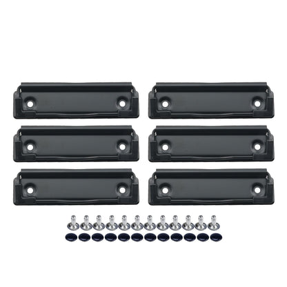 WELWIK 6PCS 2.8 Inch Long Black Polished Metal Clips with Rivets Mountable Clipboard Clamp Hardware Information/Documents/Menu Folder for Displaying Artwork