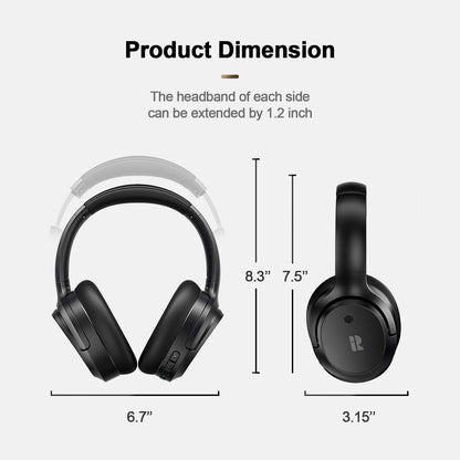 Calmbee Bluetooth Headphones, Hybrid Active Noise Cancelling Wireless Headphones Over Ear with Microphone, Up to 140H Playtime, Transparency Mode, Deep Bass, Clear Calls, Comfort fit for Travel, Home