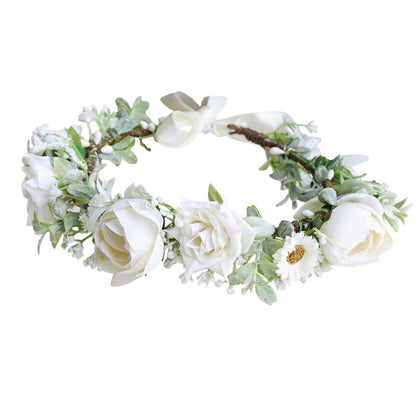 Trepveter Wedding Floral Crown Flower Crown Women Floral Headband Flower Headpiece Halo Cosplay Halloween Bridal Wedding Photo Props Renaissance Party Prom