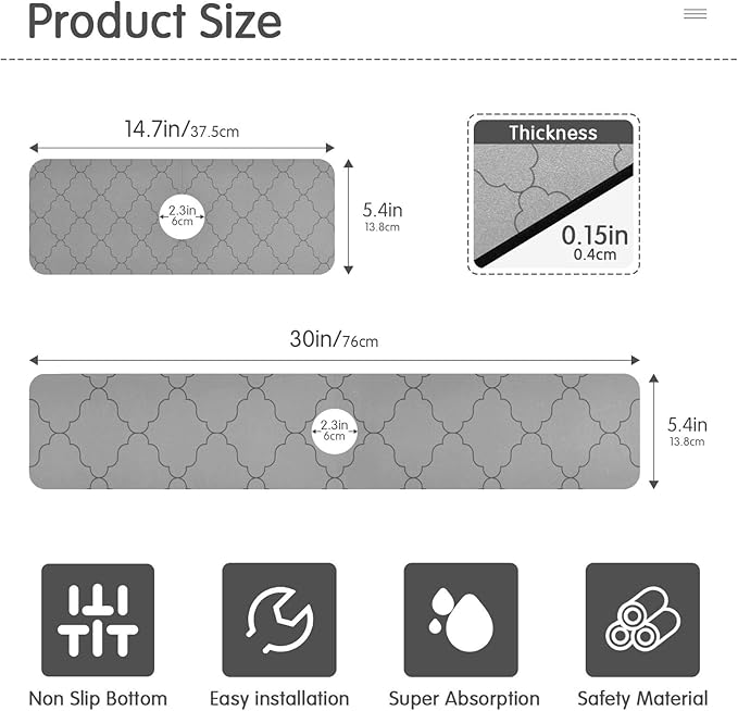 Kitchen Sink Splash Guard 2 PCS 30 Inch Sink Faucet Mat Splash Guard