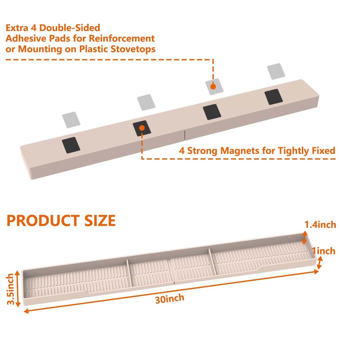 AWOKE Stove Top Shelf 30 Inch - Silicone Material Magnetic Shelf for Stove - 3 Functional Partitions Kitchen Spice Rack Organizer-Black,Kitchen Gadgets Storage Organization