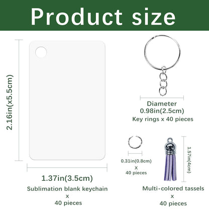 GEKIXUTP 160 Pcs metal Sublimation Keychain Blanks Bulk,Double Sided Sublimation Blanks Keychain Heat Transfer Keychain Blanks with Tassels,Sublimation Ornament Blanks key chain