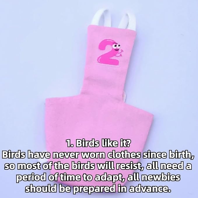 Bird Diaper Protective Parrot Nappy - 6 Pack, Reusable Flight Suit with Waterproof Inner Layer, Washable Cute Urine Wet Suit for Cockatiel Conure Macaw Lovebird (2M)