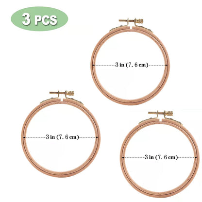 Sherbo 3 Inch Embroidery Hoop - Set of 3 Small Embroidery Hoop Made of Beech Wood, Perfect for Cross Stitch Hoop Designs & Wooden Rings Crafts