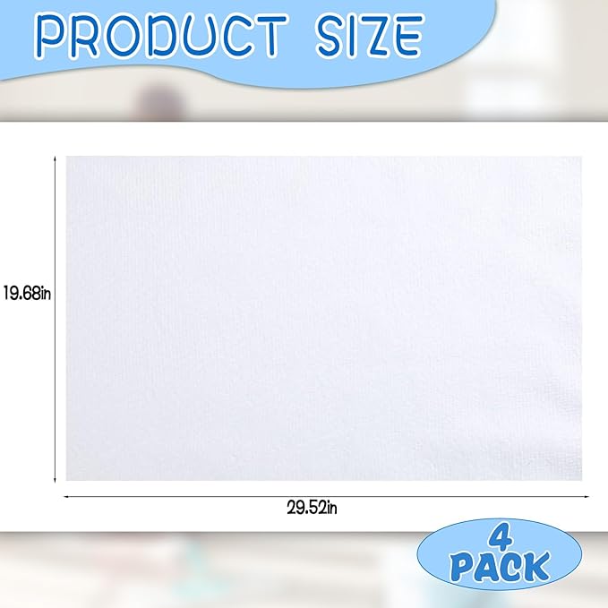 4 Pack Extra Large Microfiber Cleaning Cloths 20"x30", Lint-Free Reusable Towels