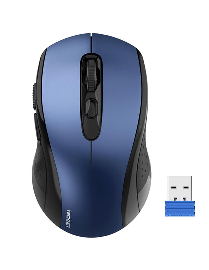 TECKNET Wireless Mouse for Laptop, Silent Bluetooth Mouse(BT5.0 & 2.4G) 4000DPI Adjustable, Computer Portable PC Quiet Mice with USB-A Receiver & 6 Buttons for Mac, 18 Months Battery