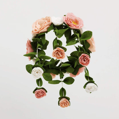 Baby Crib Mobile – Wooden Hanging Nursery Baby Mobile for Crib, Handmade Floral Nursery Decor for Girls, Perfect Shower Gift (Felt Rose) Also Fits Bassinets, Sorrel + Fern