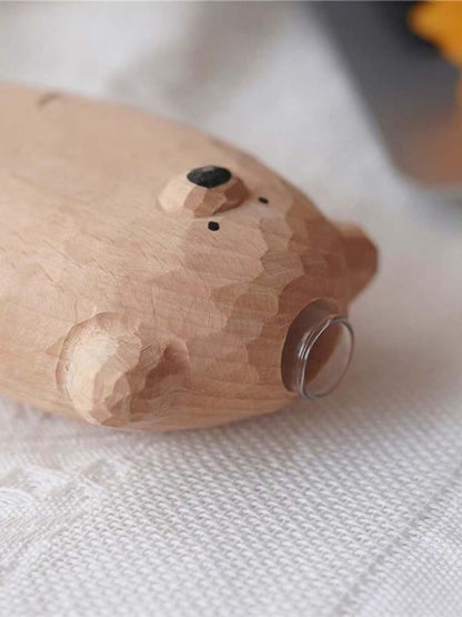Eyepkildly Handmade Wooden Bear Vase, Solid Wood Bear Statue Vase，Modern Shelf Decor Accents，Cute Bear Decoration Vase,Decorative Solid Wood Handmade Vase，Worth Collecting. (Bear)