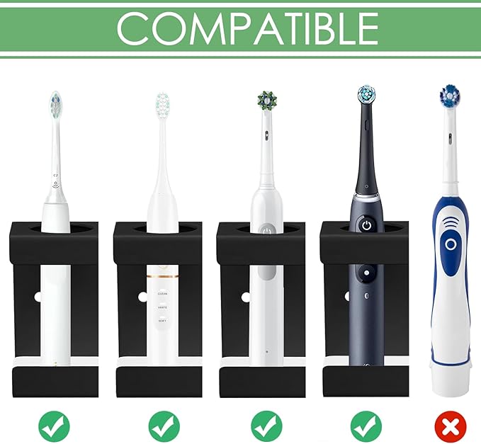 Wall Mounted Electric Toothbrush Holder, 4 Slots Stand