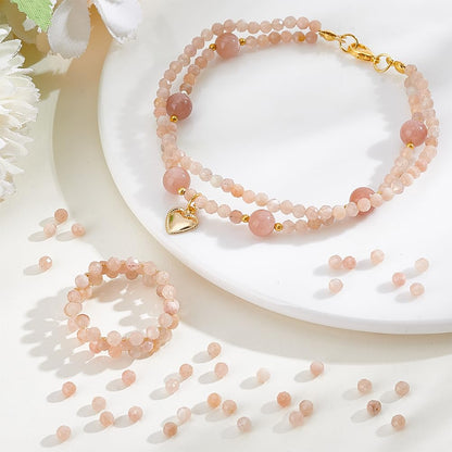 PH PandaHall 230pcs Sunstone Beads 3mm Faceted Round Gemstone Beads Natural Stone Crystal Bead Bulk for Jewellery Making Craft Bead for Necklace Bracelet Making DIY Crafts