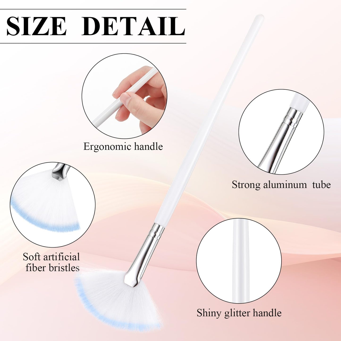 9 Pieces Facial Fan Mask Brushes, Soft Facial Applicator Brushes Tools for Peel Glycolic Makeup for Mud Cream(Champagne)