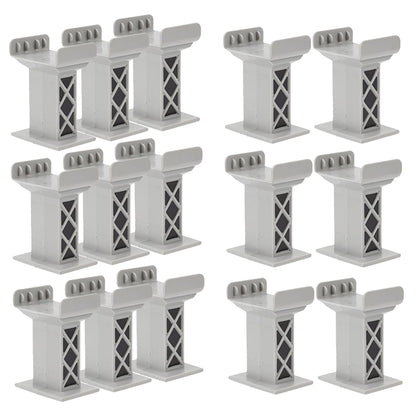 Toddmomy 15pcs Train Bridge Plastic Pier Railway Accessories Track Support Replacement Parts Multi Levels Risers High Level Blocks for Kids Toy Wooden Train Table Supplies