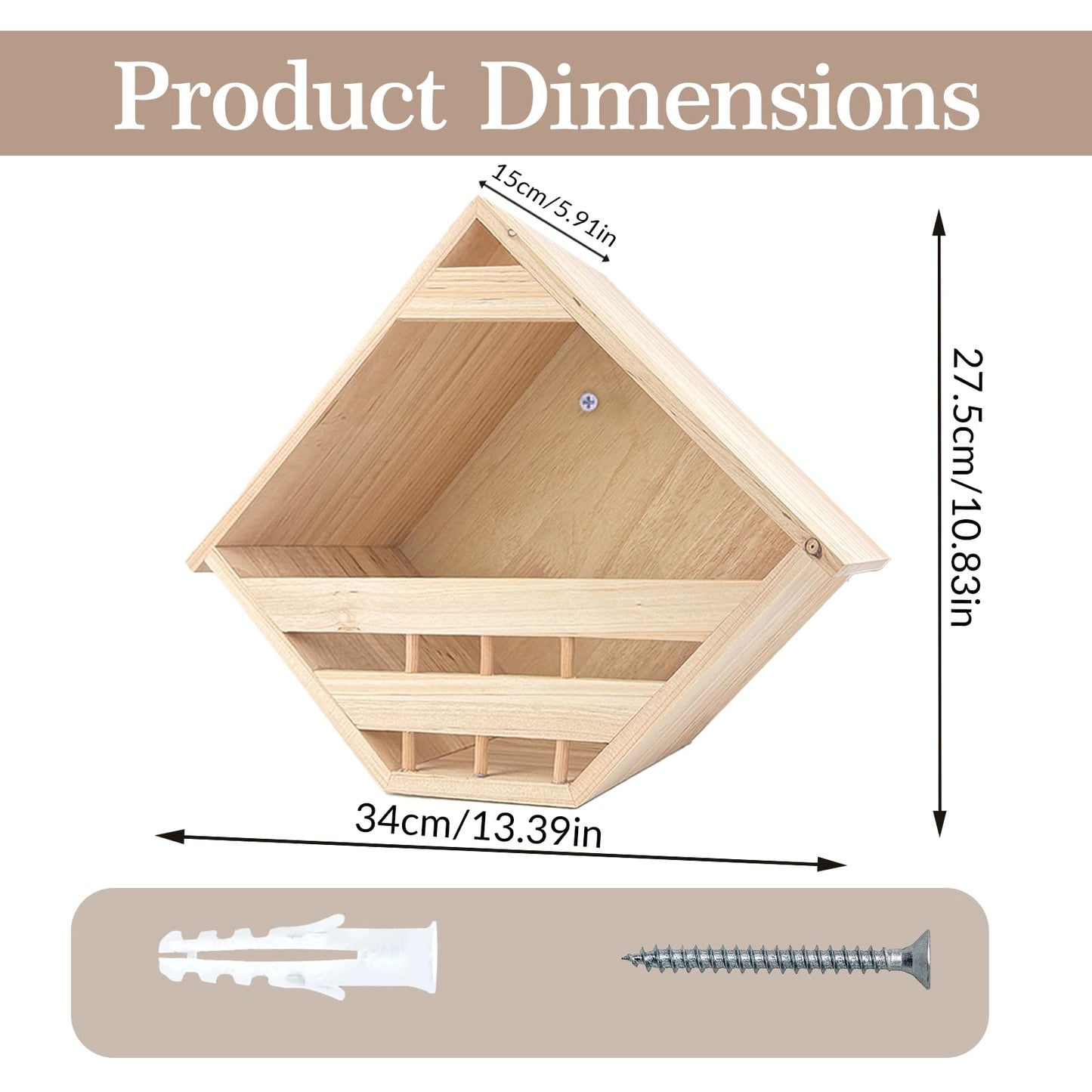 oyhqes Mourning Dove Nesting Box Cedar Wooden Birdhouses Shelter Triangular Opening Pigeon Roosting Platform for Outdoors Garden Yard Decor