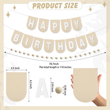 Hahafelt 125 Pcs Make Your Own Banner Kit Personalized Handmade Name Scallop Felt Banner for Baby Nurseries Kids Rooms Decor, Custom Banners for Birthday Wedding Baby Shower(Khaki)