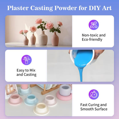 OSBANG Plaster Casting Powder 1000G/35 OZ, Water Activated Fast Curing Plaster Casting Powder, 20-30 Minutes Demold, Easy Mixing & Beginners Friendly Casting Powder for Resin Molds, Crafts & DIY Art
