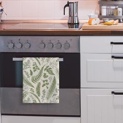 Cute Botanic Dish Towels for Drying Dishes, Absorbent Decorative Sage Green