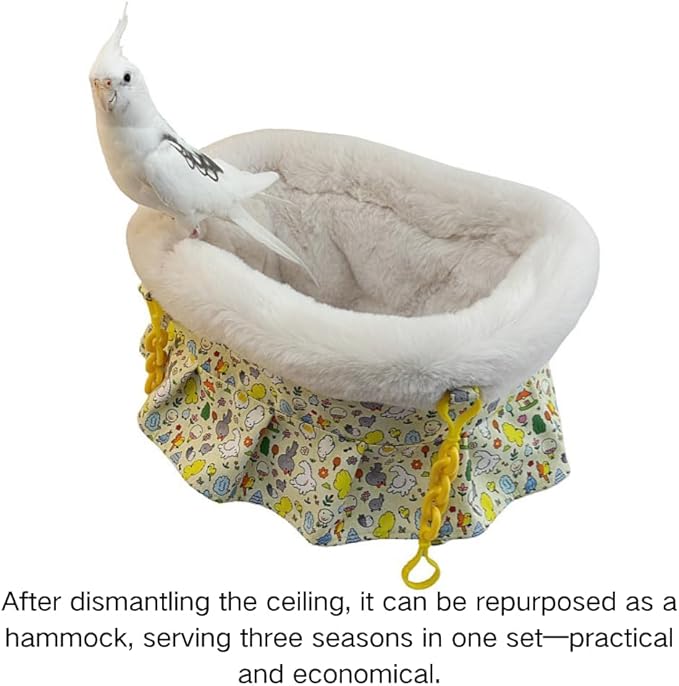 2 in 1 Warm Bird Carrier Bag, Bird Hammock Bed for Cage, Winter Travel Bag, Portable Parrot Outing Bag for Lovebird, Budgie, Conure, Quaker, Small Medium Birds (Purple,Medium)