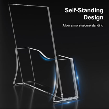 Acrylic Brochure Holder, 8.5 x 11 inches Clear Acrylic Literature Holder Plastic Flyer Display Stand (4 Pack)