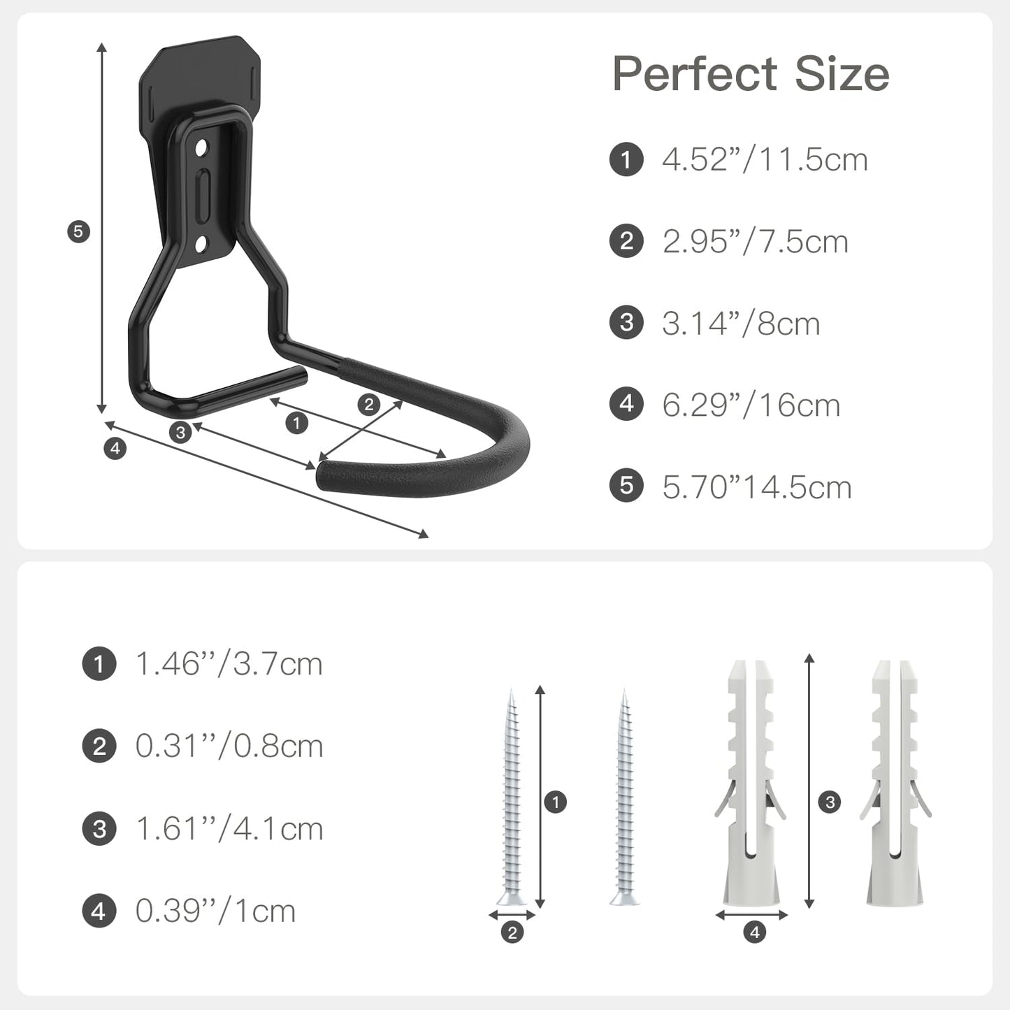 Housolution Bike Wall Mount with Fixed Hook, [4 Pack] Heavy Duty Bike Storage Rack, Bike Rack Vertical Stand for Garage - Easily Hang/Detach - with Screws Iron Bike Hanger Brackets