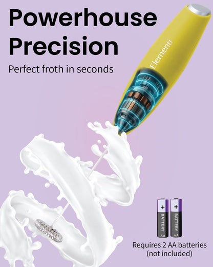 Elementi Portable Electric Milk Frother, Matcha Whisk, Milk Frother for Coffee Frother Electric Hand Blender, Mini Electric Whisk Small Hand Blender (Periwinkle)