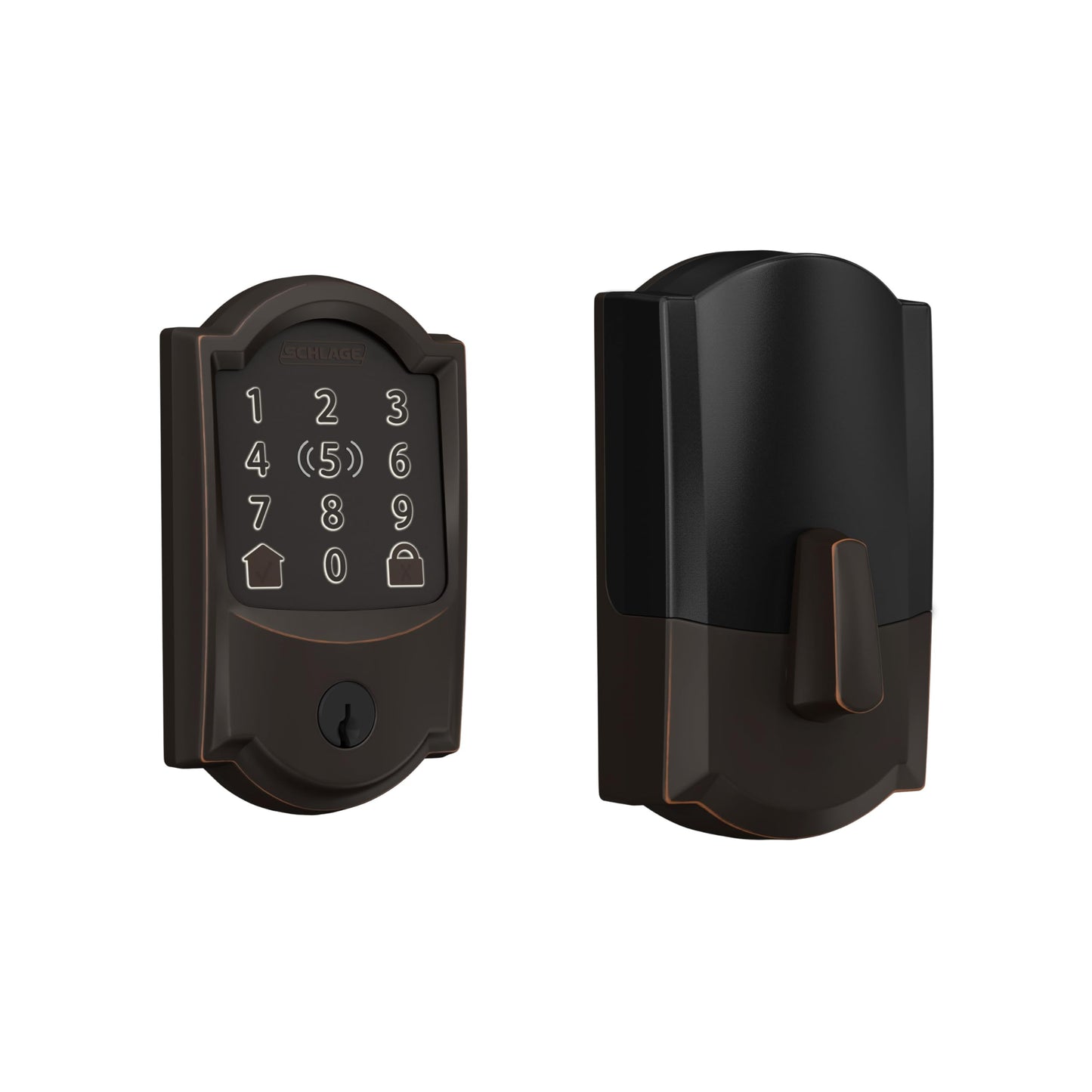 Schlage BE499WB CAM 619 Encode Plus WiFi Deadbolt Smart Lock, Keyless Entry Touchscreen Door Lock with Camelot Trim, Satin Nickel