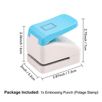 2 Pcs Stamp Paper Punch, 1X0.8inch & 1.1X0.9 inch Embossing Postage Stamp Shape Puncher, Lever Craft Hole Punches for Crafting DIY Scrapbooking Projects