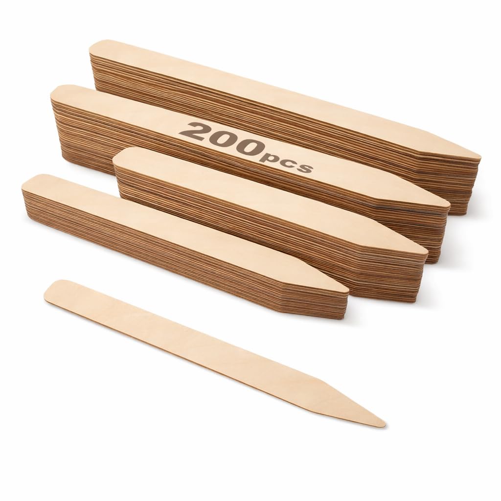 12" Wooden Plant Markers & Labels, 200 Pack – Wood Garden Label Stakes for Seed Starting, Outdoor Plants, Raised Beds & Greenhouse Use
