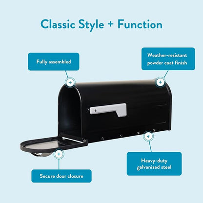 Architectural Mailboxes 8760B-10 Carlisle Postmount Mailbox, Medium, Black
