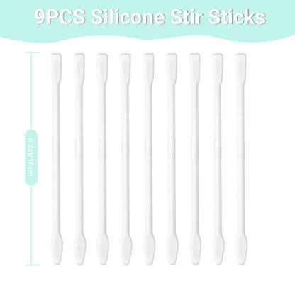 Gartful 9PCS Large Silicone Stir Sticks, Reusable Epoxy Resin Mixing Sticks, Non-Stick Craft Stirring Rods for Paint Mixing, Glitter Tumblers, Liquid Art Supplies, DIY Crafts Tools, White