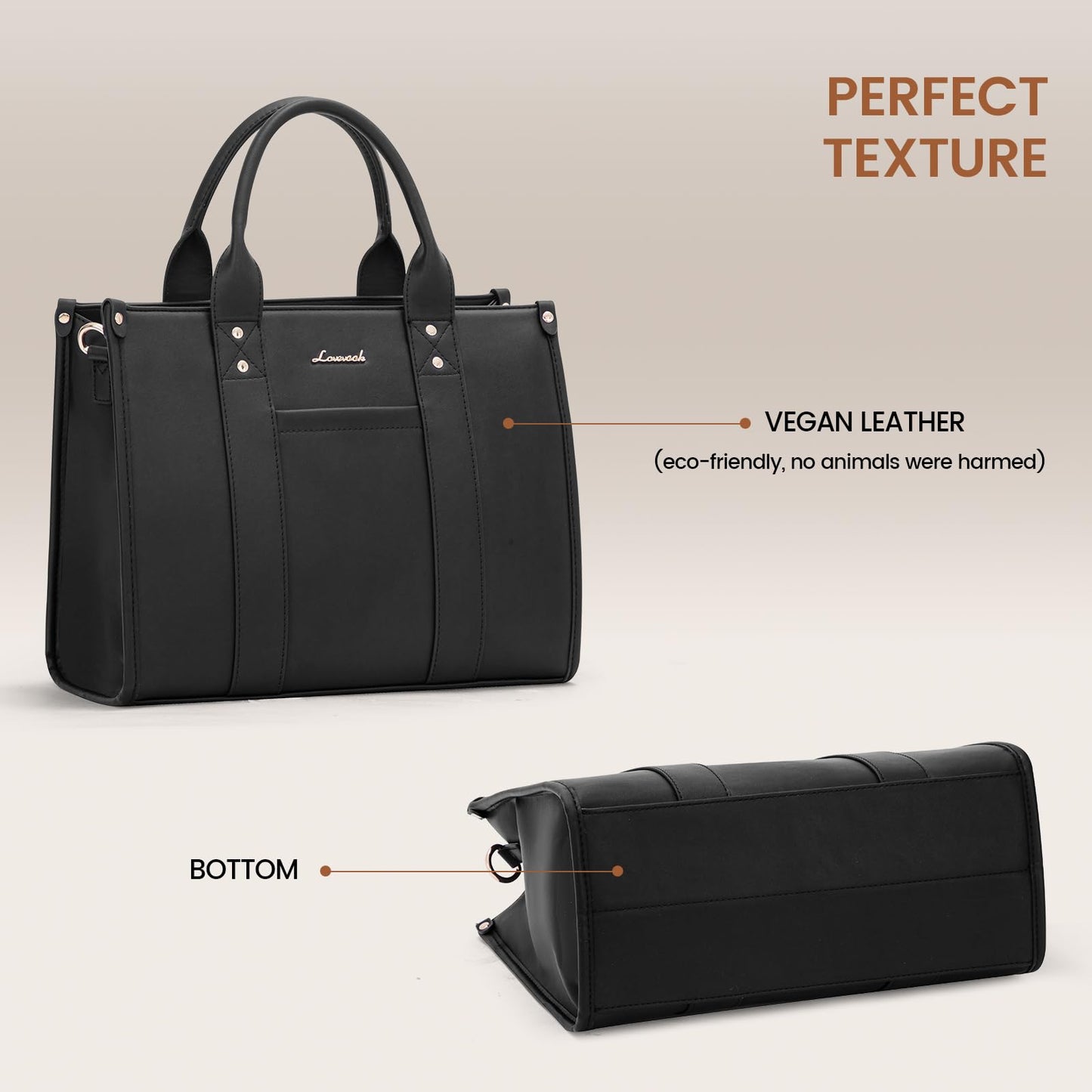 LOVEVOOK Purse for Women Leather Tote Bag Purse and Handbags, Satchel Shoulder Crossbody Black Top Handle Bags with Zipper