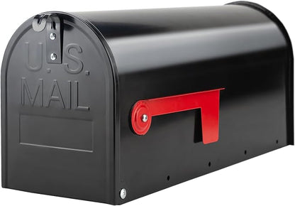 BlissBoard Mailboxes for Outside, Galvanized Steel Medium Black Metal Mailbox, 20 x 8.7 x 6.7 Inches