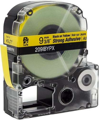Epson LABELWORKS 209IBYPX-5PK Genuine PET (Polyester) Tape Cartridge - Black on Yellow Label Maker Tape, Strong Adhesive - 3/8" (9MM) Wide, 30' - 5 Pack