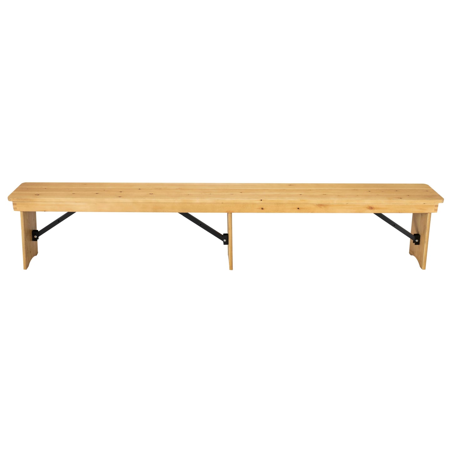 Taylor & Logan Ingles 8' x 12'' Antique Rustic Light Natural Solid Pine Folding Farm Bench with 3 Legs