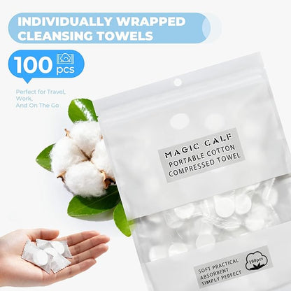 Classycoo Compressed Towel 100 PCS Mini Tablets Disposable Portable Face Towel