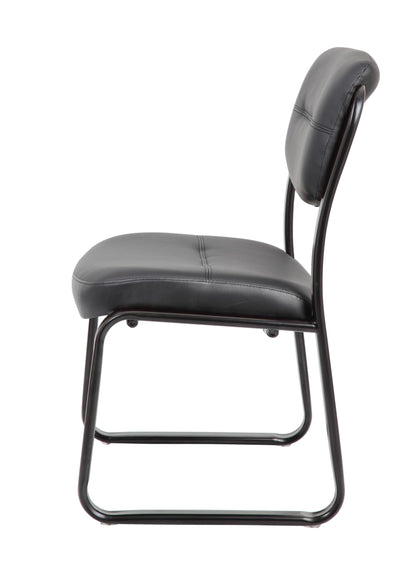 Boss Office Products B9539 Leather Sled Base Side Chair in Black, 250