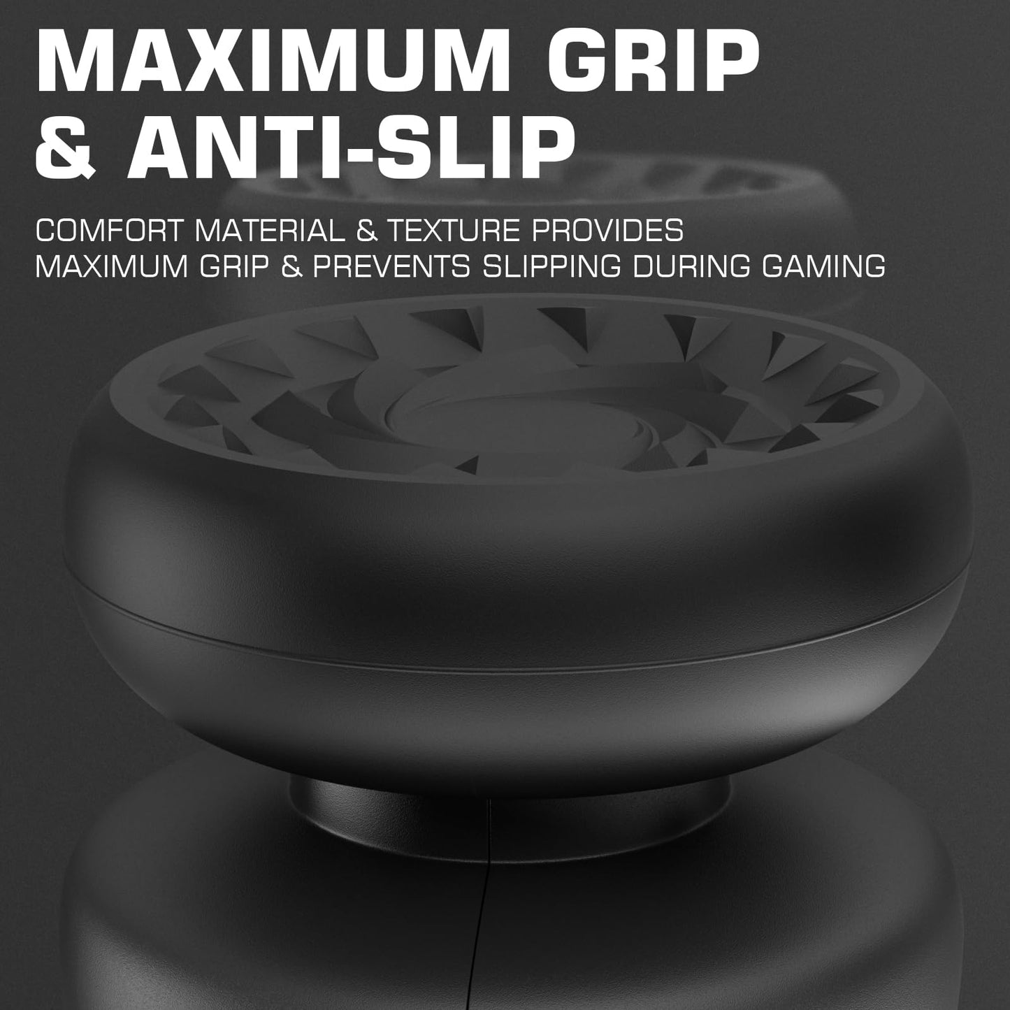 PlayRealm NO Falling Off Thumbstick Extender & Silicone Grip Cover 2 Sets for PS5 n PS4 Controller (Whirl Black)