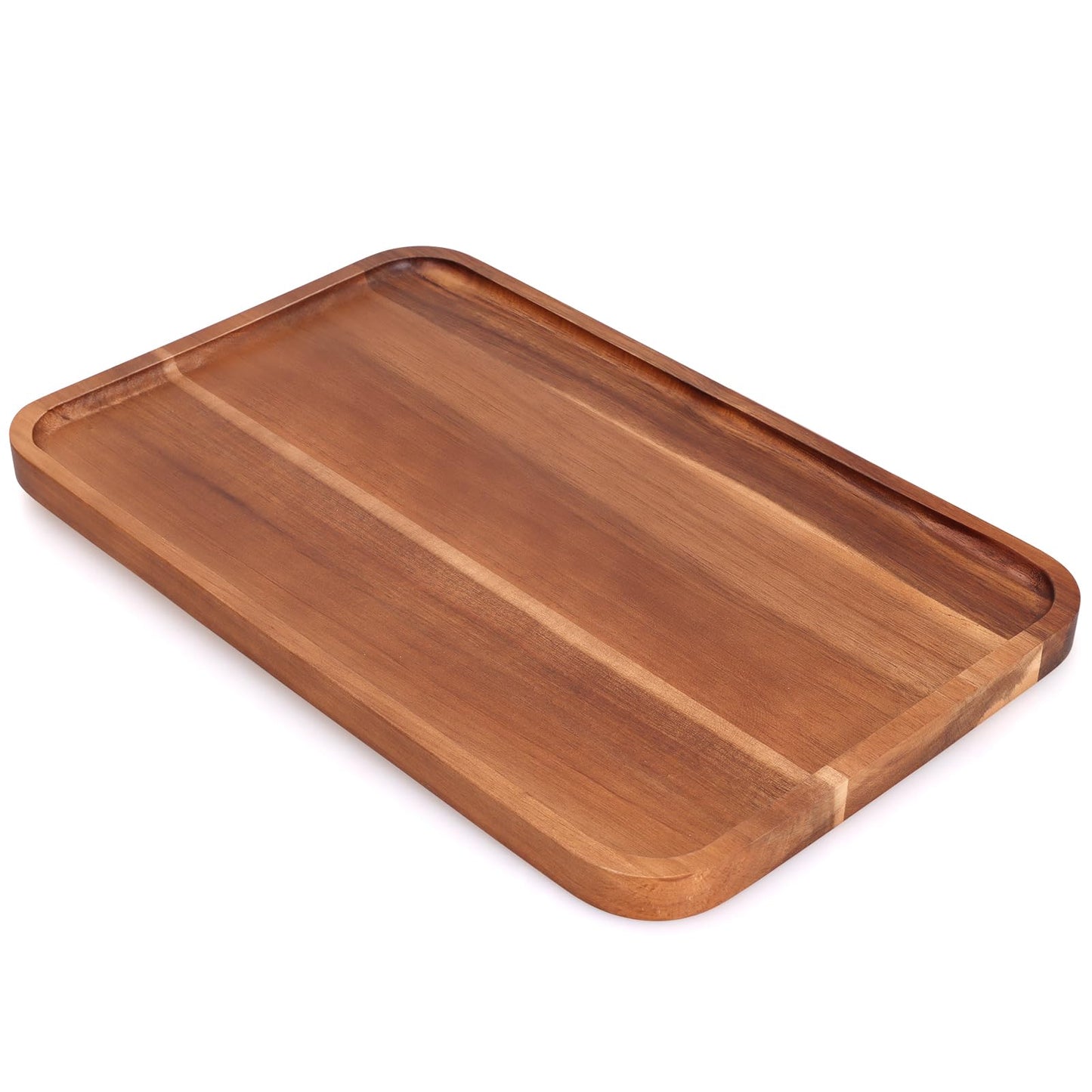 16"x 8" Large Wooden Serving Trays Decor Long Charcuterie Cheese Boards Acacia Wood Kitchen Dinner Platters Rectangular Snack Appetizer Plates for Food Dish Rectangle Party Cookie Dessert Tray