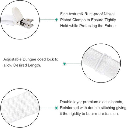 4Pcs Adjustable Bed Sheet Straps Clips, Elastic Mattress Sheet Fasteners Holder