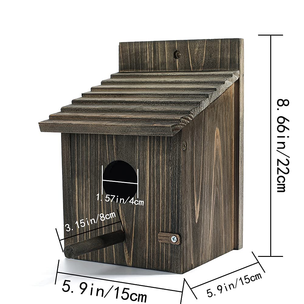 NATUREYLWL Weatherproof Bird House, Wooden Bird Houses for Outside with Pole, Durable Birdhouse for Finch, Bluebird, Cardinals, Hanging Birdhouse Garden Country Cottages