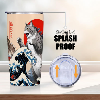 Cat Gifts for Women 20 oz Tumbler, Funny Japanese Cats Stainless Steel Insulated Water Bottle, Cats Themed Insulated Travel Coffee Mugs, Cat Lover Gifts for Women Girls Mom Christmas Birthday Present