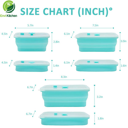 EnviKitchen Food Storage Containers with Airtight Lids - Collapsible Container for Kitchen, Pantry Organization - Silicone Air Tight Snack, Lunch Organizer Set - Oven, Microwave, Freezer-Safe - 3 Pack